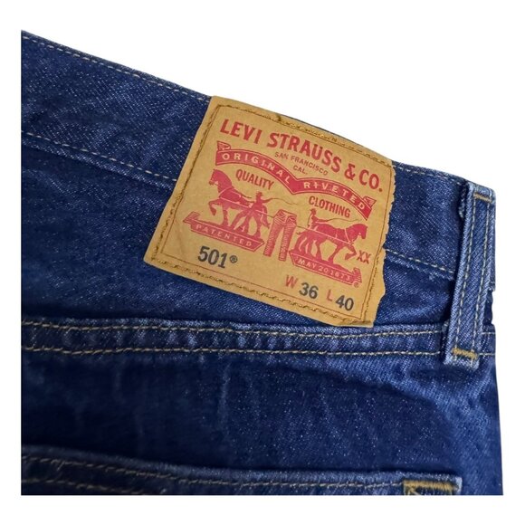 LEVIS 501 Relaxed Straight Leg Casual Designer Denim Pants Jeans Mens 36x38 - Picture 2 of 7